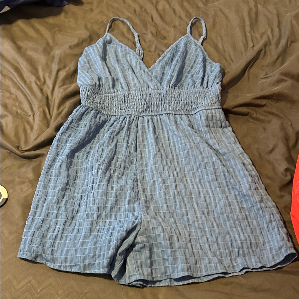 Blue Sleeveless Romper